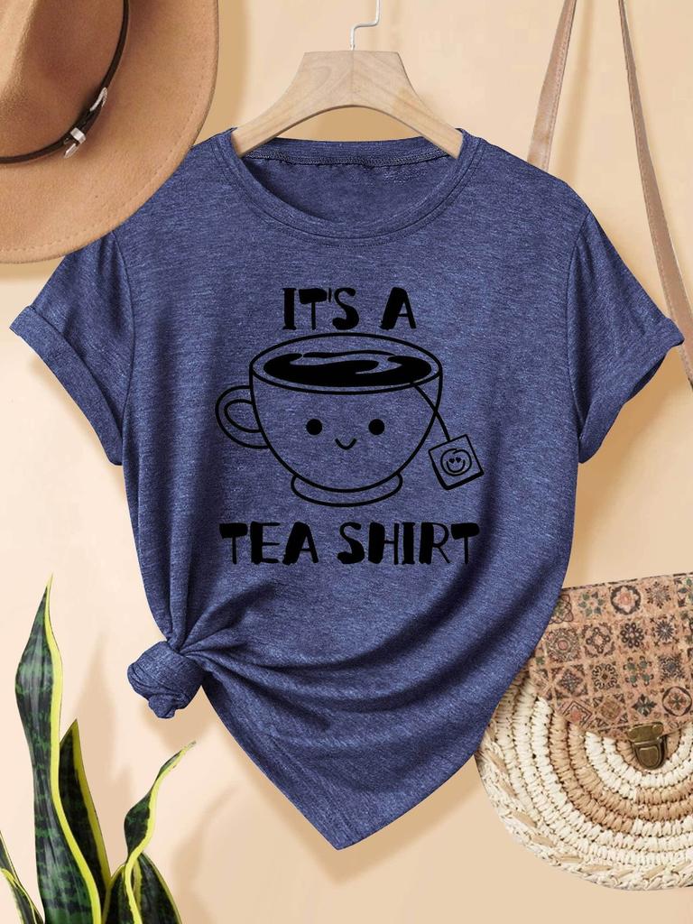 Es ist ein T-Shirt für Damen - Süße Wortspiel-Grafik, Lässiges Lila Oberteil