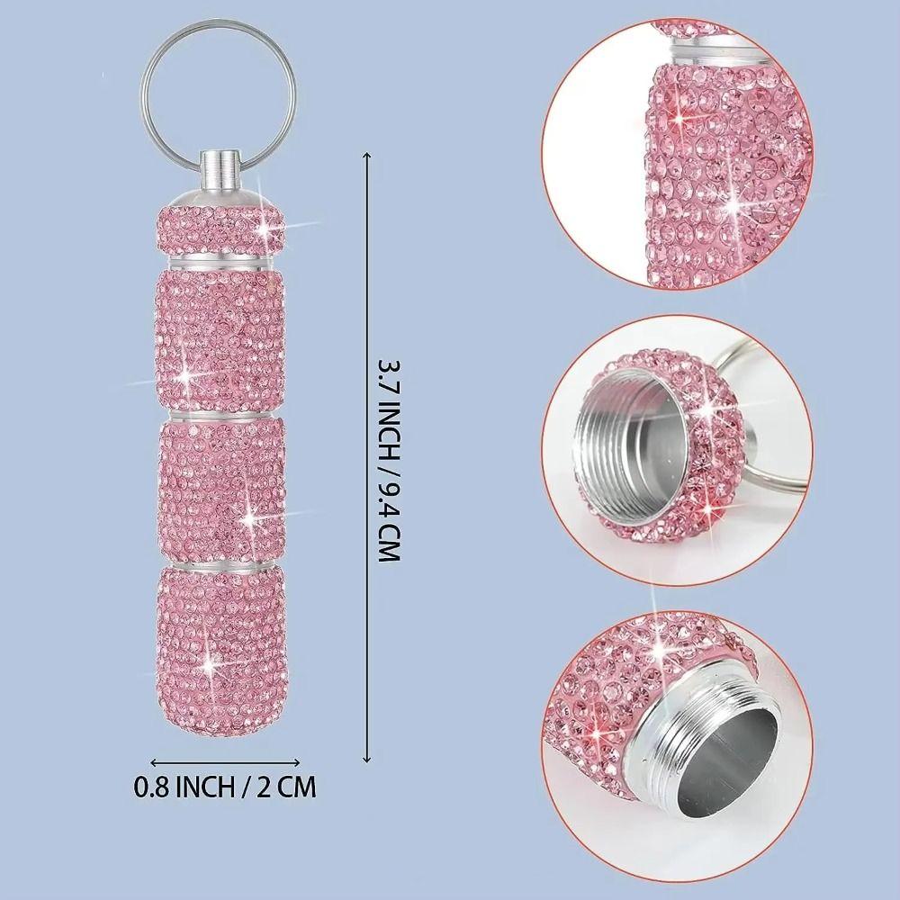 Portable Rhinestone Pill Container Mini Crystal Pill Storage Box Bling Pill Case  Travel Organizer