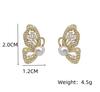 Cute Korean Earrings Love Heart Bling Crystal Stone Rose Gold Stud Earrings for Women Korean Jewelry Gift