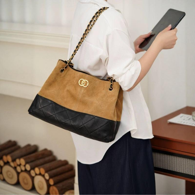 Suede Brown Bag Tote Bag Women's Large-capacity New Chain Bag Retro Armpit Bag