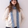 Slowslowly No.187 / Denim Crochet Skinny Muffler _ Dark blue, light blue, black