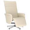 Cream Faux Leather Relaxation Armchair with Footrest