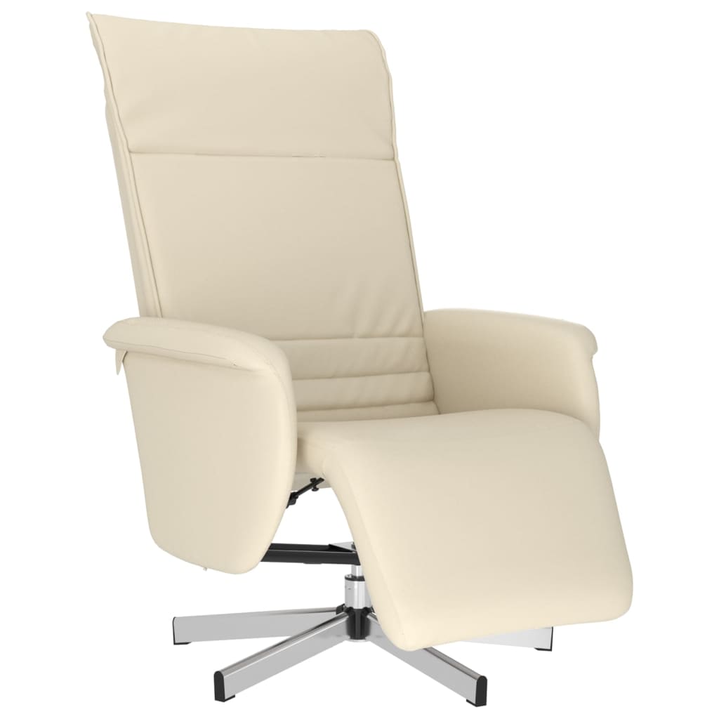 Cream Faux Leather Relaxation Armchair with Footrest