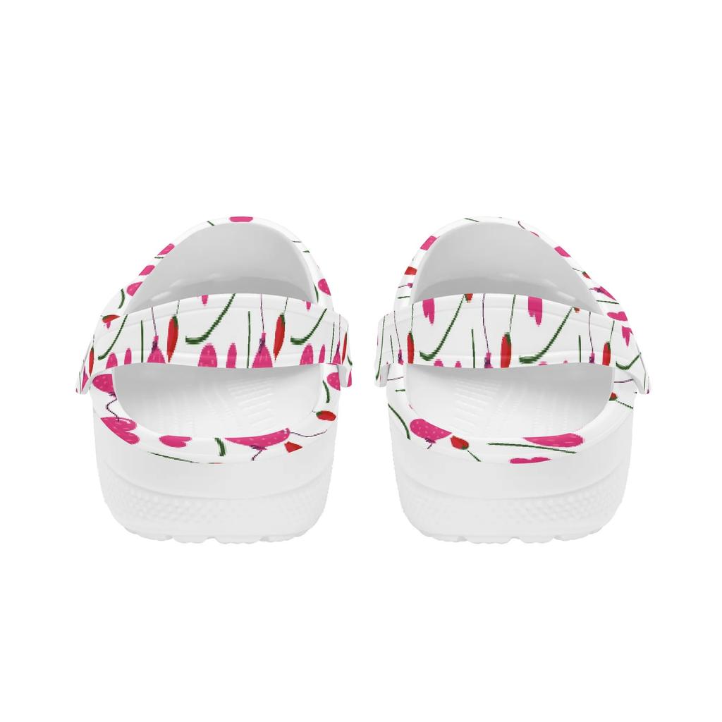 White Printed EVA Clogs Adult Unisex Easy Wear Breathable Slip On Casual Shoes Soft Sole Summer Sandals Lightweight Daily Wear