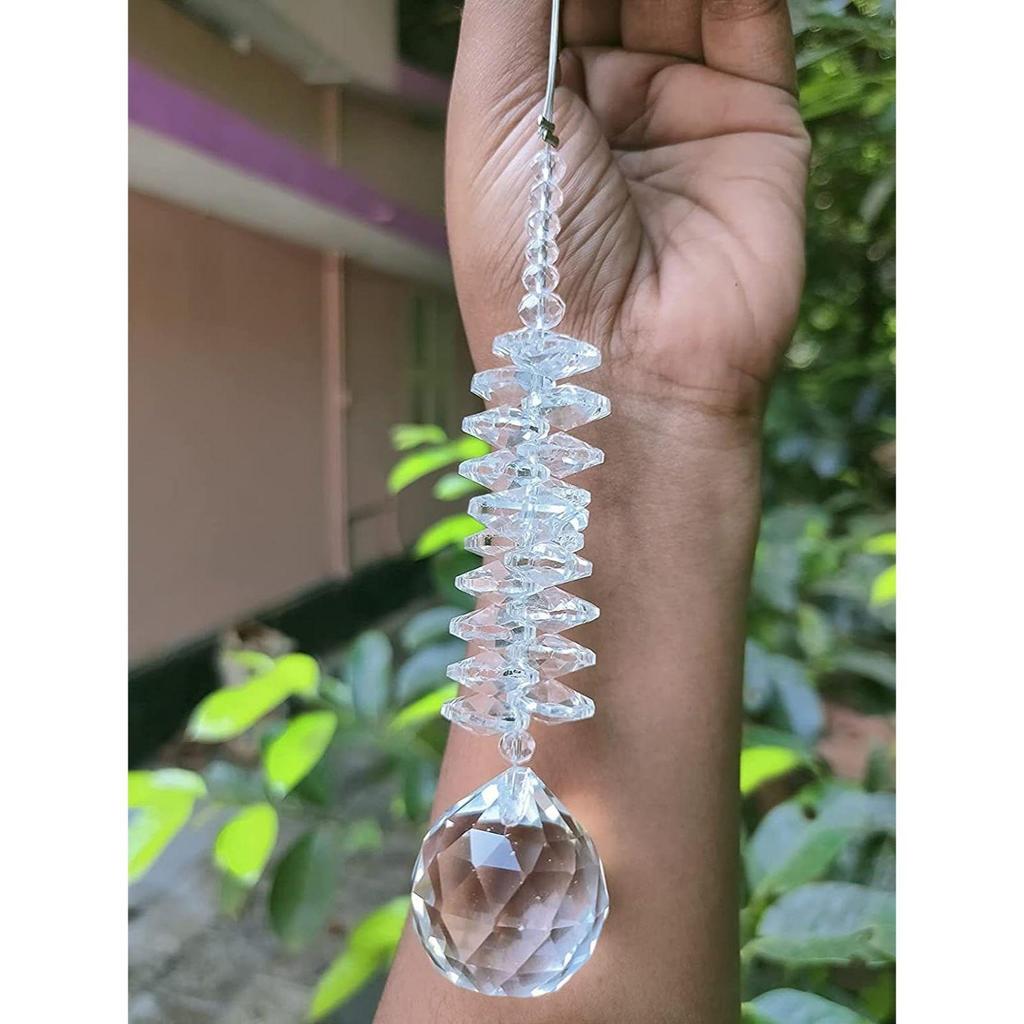 Sparkling K9 Crystal Glass Crystal Car Hanging Rainbow Suncatcher Beautiful Balcony Garden Hanging Ornament A6