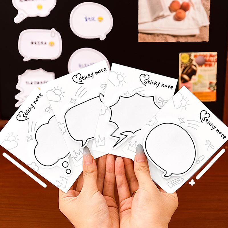 30Sheets Student Cute Minimalist Speech Bubble Sticky Notes, High-Aesthetic Removable Paper, Reusable N-Stick Memo Pads Gift
