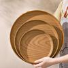 1Pcs Round Water Cup Tray Handmade Dishes Plate Durable Imitation Wooden Tray  Home Use
