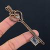 Schlüsselförmiger, facettierter weißer Topas-Edelstein, reiner Kupferdraht, umwickelt, handgefertigter Anhänger-Schmuck