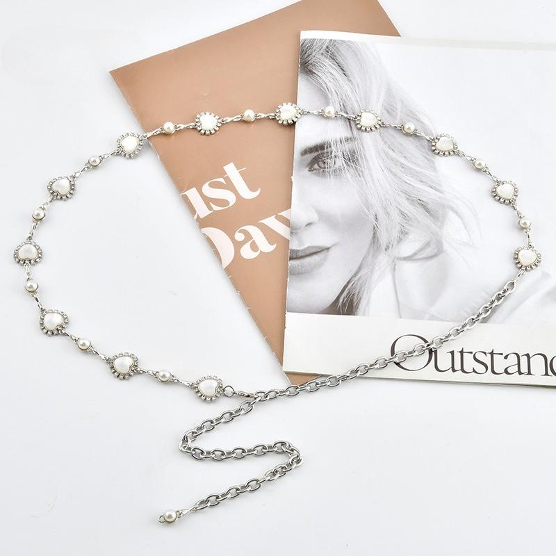 New Love Rhinestone Cat's Eye Stone Metal Women's Belt Chain Decorative Dress Suit High-end Waist Chain Women