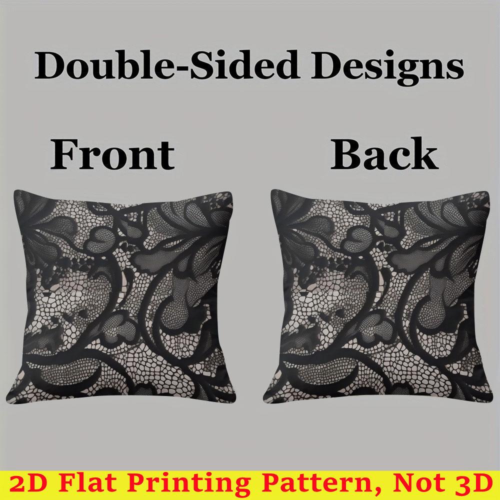 Black Lace Pattern Square Jacquard Pillow Cover for Sofa Office Waist Cushion Cover Home Decorative Pillowcase
