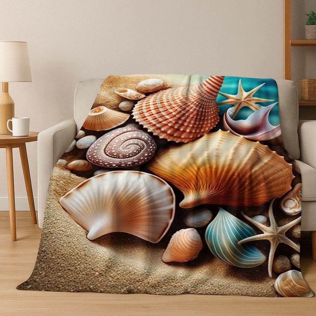 Traum Seestern Muschel Tropischer Strand Seestern Kunst Flanell Decke, Gemütliche Weiche Überwurfdecke für Zuhause Schlafzimmer Bett Sofa Abdeckung Geschenk