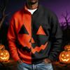 Men's Long Sleeve Sweatshirt with Halloween Print for Casual Wear