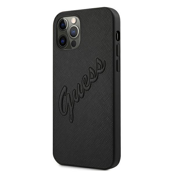 Guess Guhcp12Lrsavsbk Iphone 12 Promax 6,7 Czarny/Black Hardcase Saffiano Vintage Script