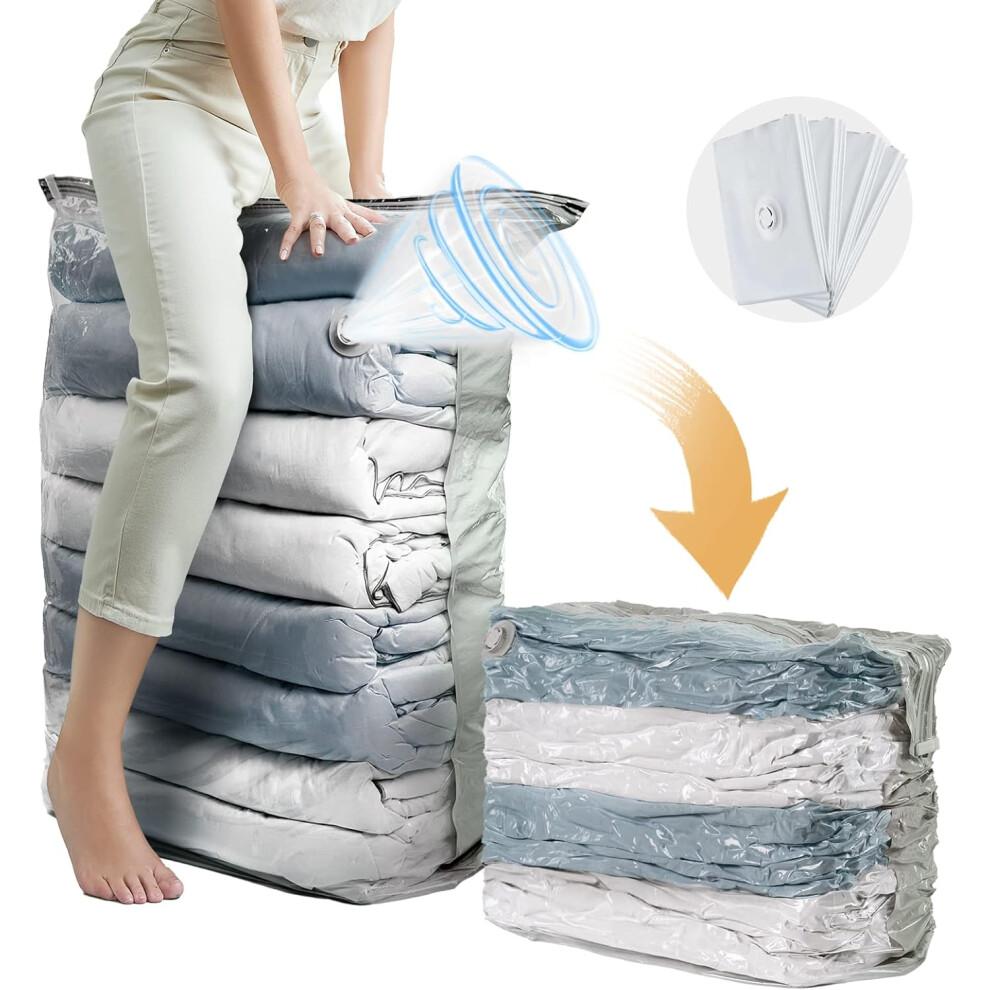 Vacuum Sealed Storage Bags for Bedding, Extra Large Cube Design Space Saving Compression Bags for Comforters Blankets Clothes, Waterproof Dustproof Re