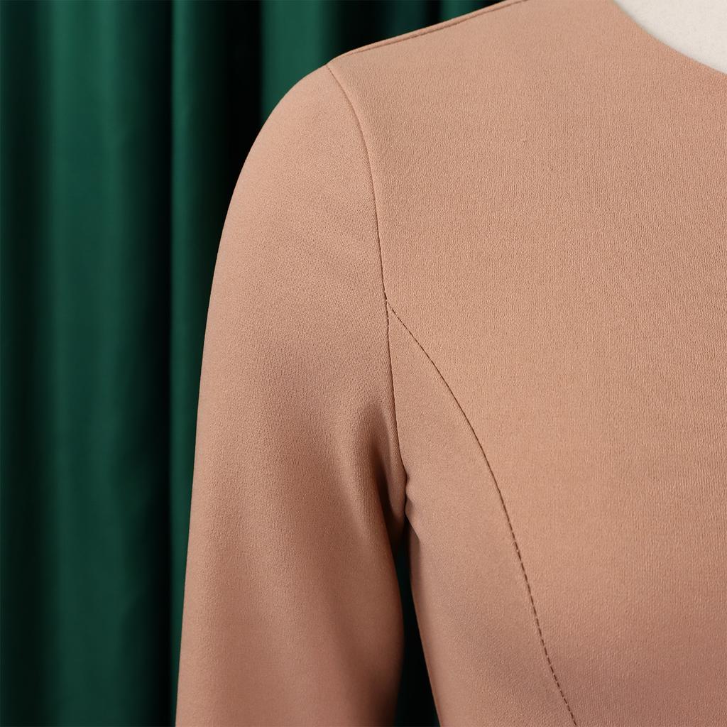 Fashion Women Solid Color Summer Dress Plus Size Cross Border African Dress Pleated Three Quarter Sleeves