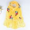 Double Layer Transparent Yarn Long Scarves Head Scarf Flower Embroidery Lace Tassel Hijab Scarf Bufanda Spring Autumn Elegant