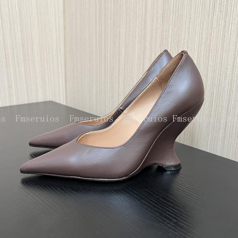 

Women High Heel Pumps Elegant Pointed Toe Leather Sexy Strange Heel Snake Pattern Office Ladies Shoes Concise Fashion High Heels 42