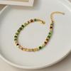 Temperament retro bohemian style necklace, personalized contrasting color beaded neck chain, fashionable and trendy color colorful stone bracelet