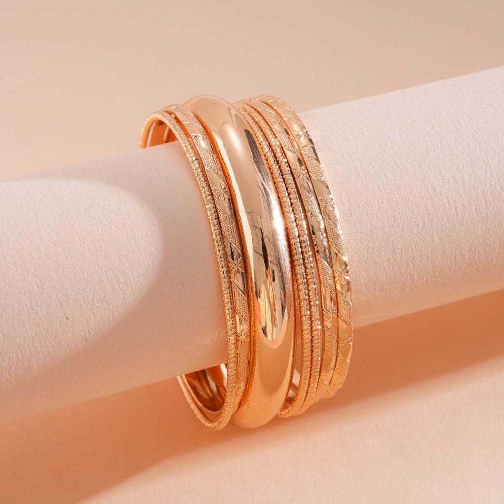 6Pcs/7Pcs Metal Star Pentagram Wide Open Bangle Set Exaggerated Bracelet Women Gift