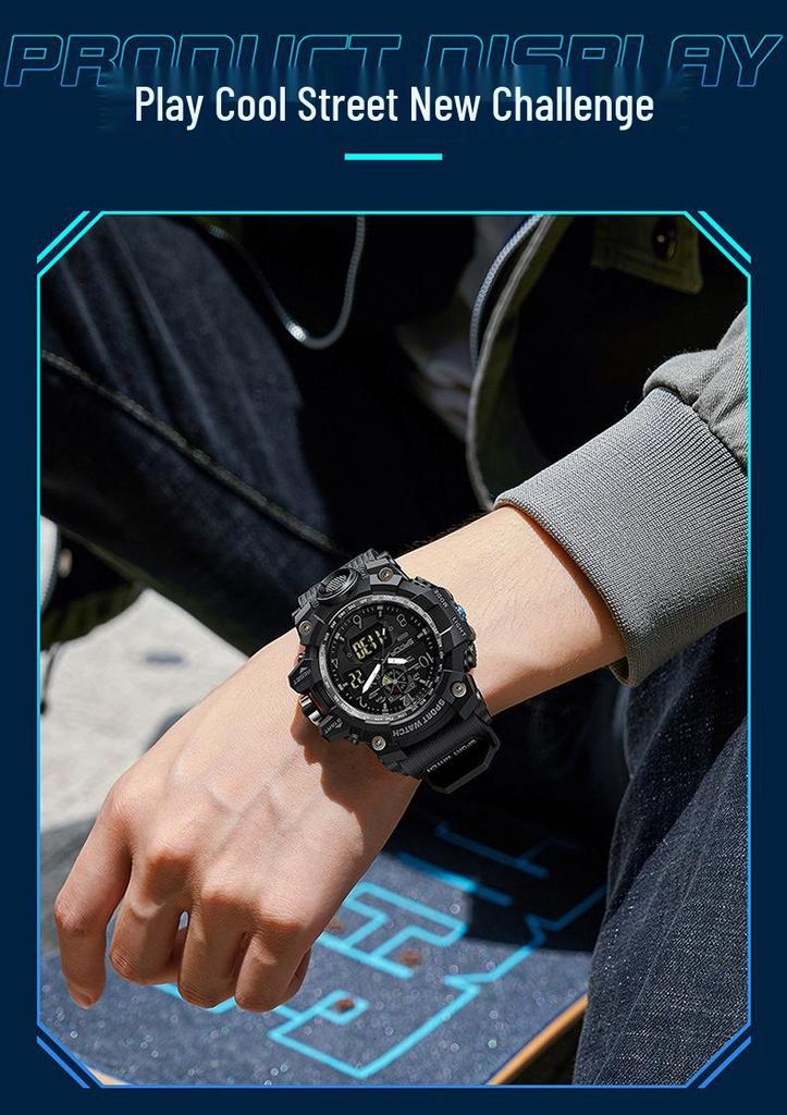 Sanda Teen Multi-functional Waterproof Sports Watch with Alarm & Luminous Display