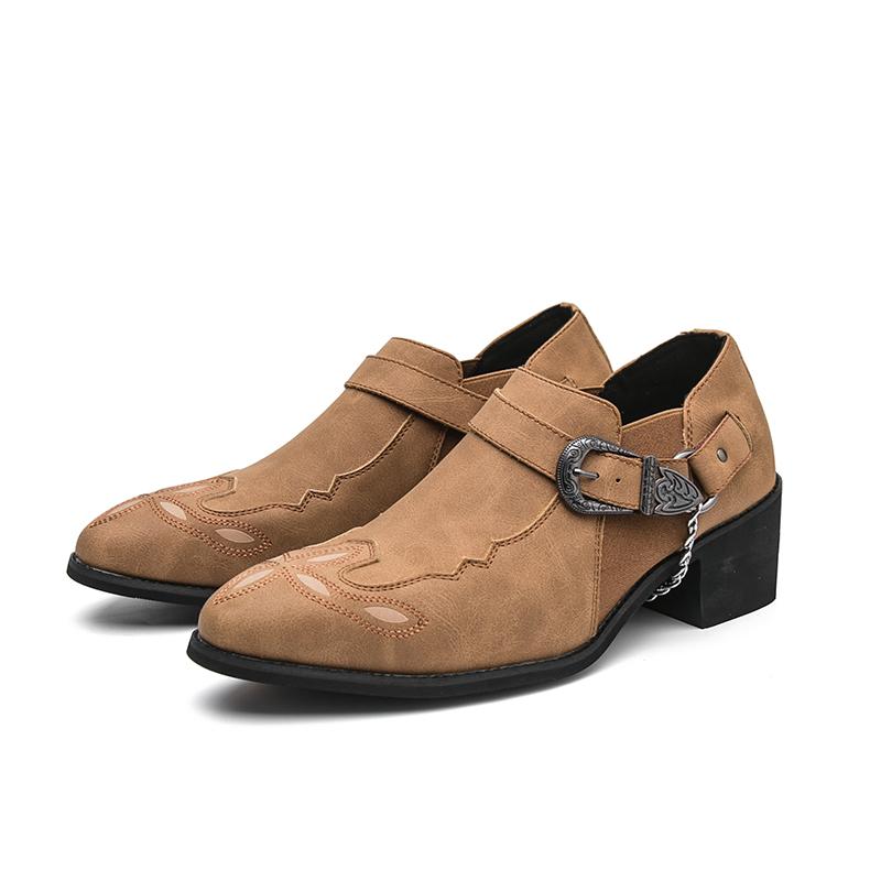 Men Height Boost Block Heel Western