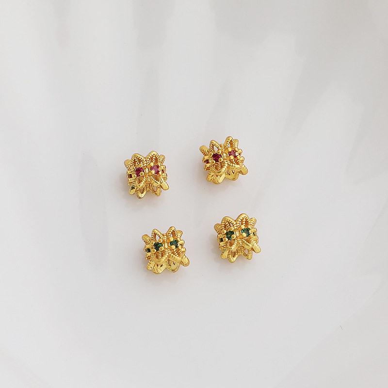 Gold-Plated Color-Preserving Zirconia Flower Spacer Beads for DIY Jewelry