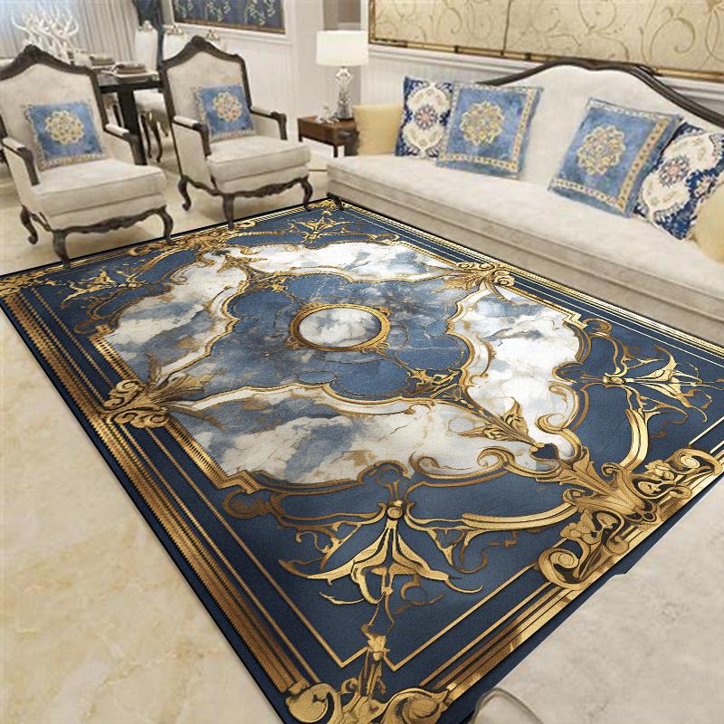 European Luxury Carpet for Living Room Decoration Home Sofa Coffee Table Rugs Non-slip Bedroom Bedside Lounge Floor Mat Washable