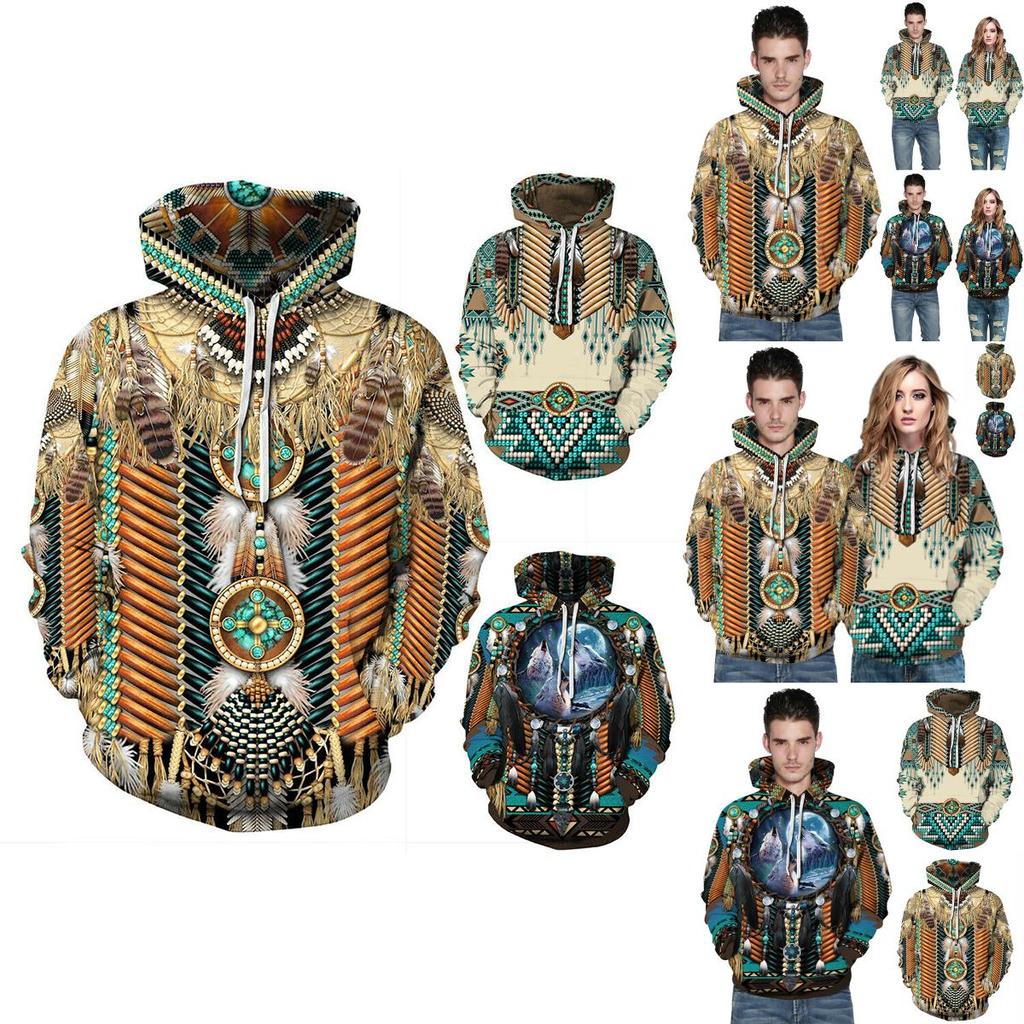 Indian Chief Native Tribal Totem Pullover Hoodie Jacket For Men And Women Warm And Soft