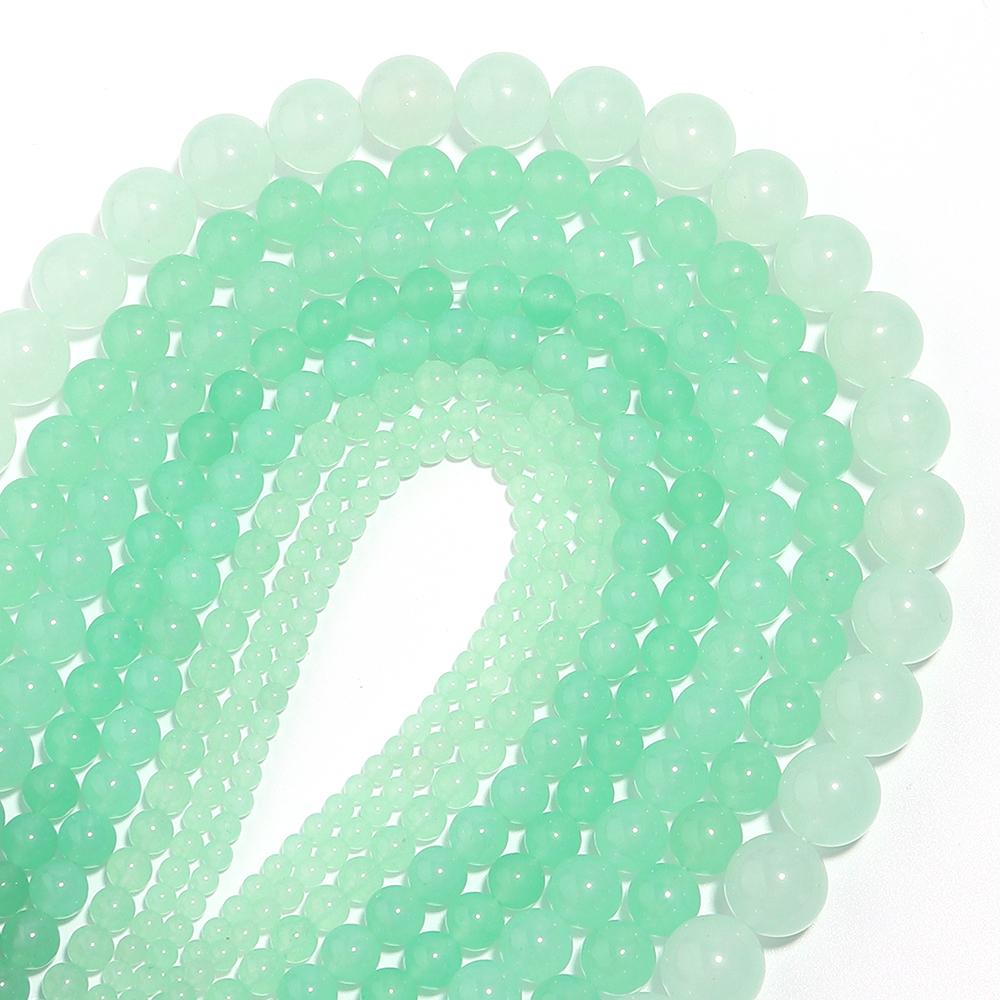 1 Strand Natural Stone Light Green Chalcedony Beads Round Loose Beads For Jewelry Making DIY Bracelets Necklace 4/6/8/10/12mm