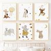 Boho Nursery Bear Rabbit Monkey Moon Number Alphabet Wall Art Children's Prints Posters For Kids Room Baby Decor Canvas Painting