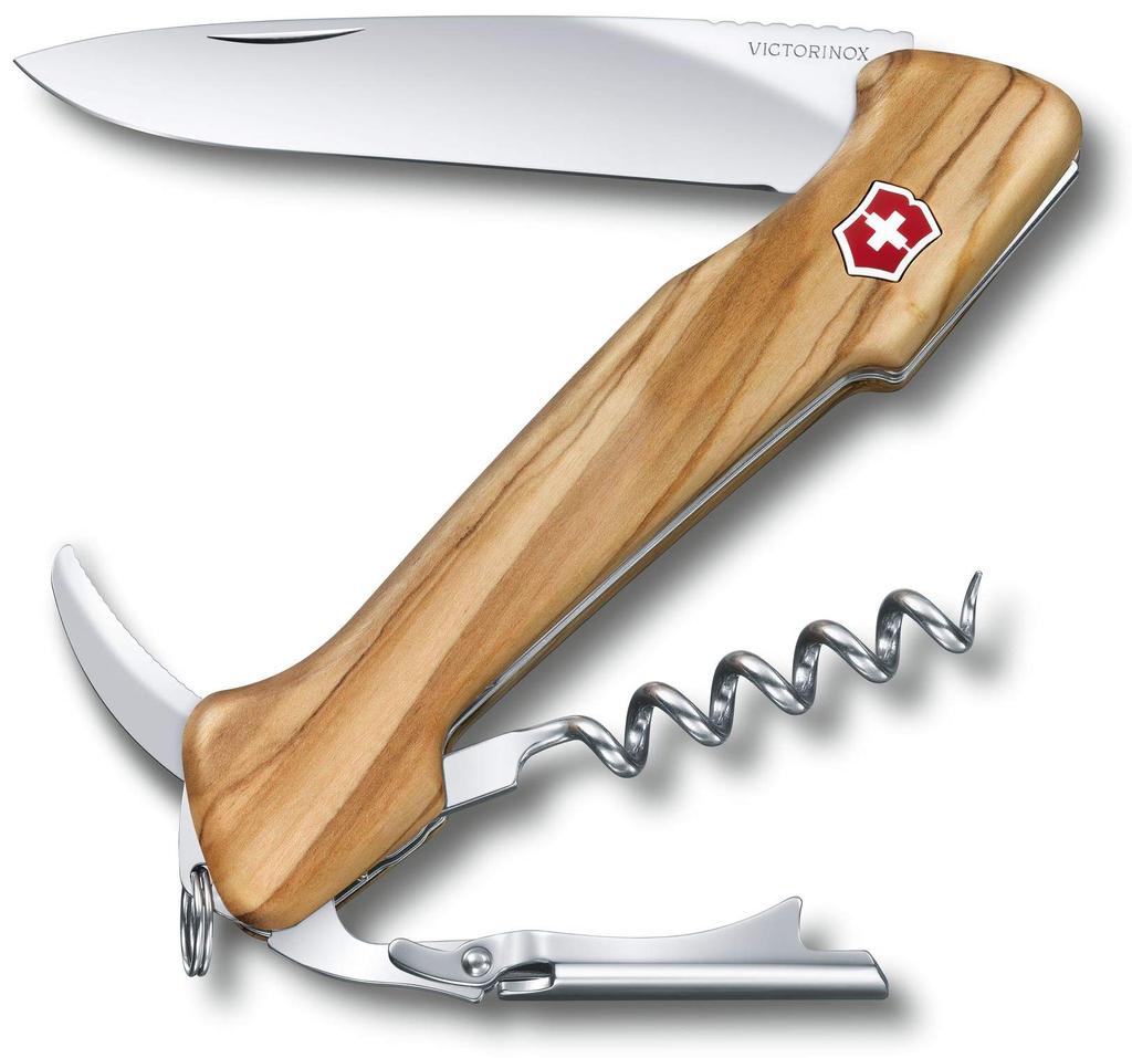 VICTORINOX Wine Master Faca de Sommelier em Madeira de Oliveira Abridor de Vinho Saca-rolhas com Bolsa de Couro Exclusiva Fabricado na Suíça com 6 Funções Multi-ferramenta []