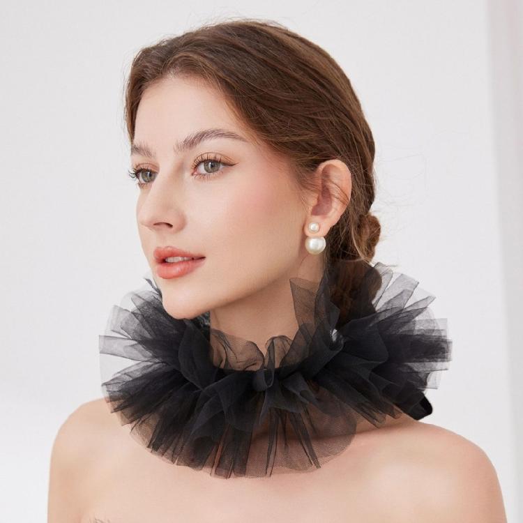 Vintage Detachable Collar Multilayered Mesh Collar for  Colonial Outfit Lace Jabot Collar Cosplay Costume Neckwear