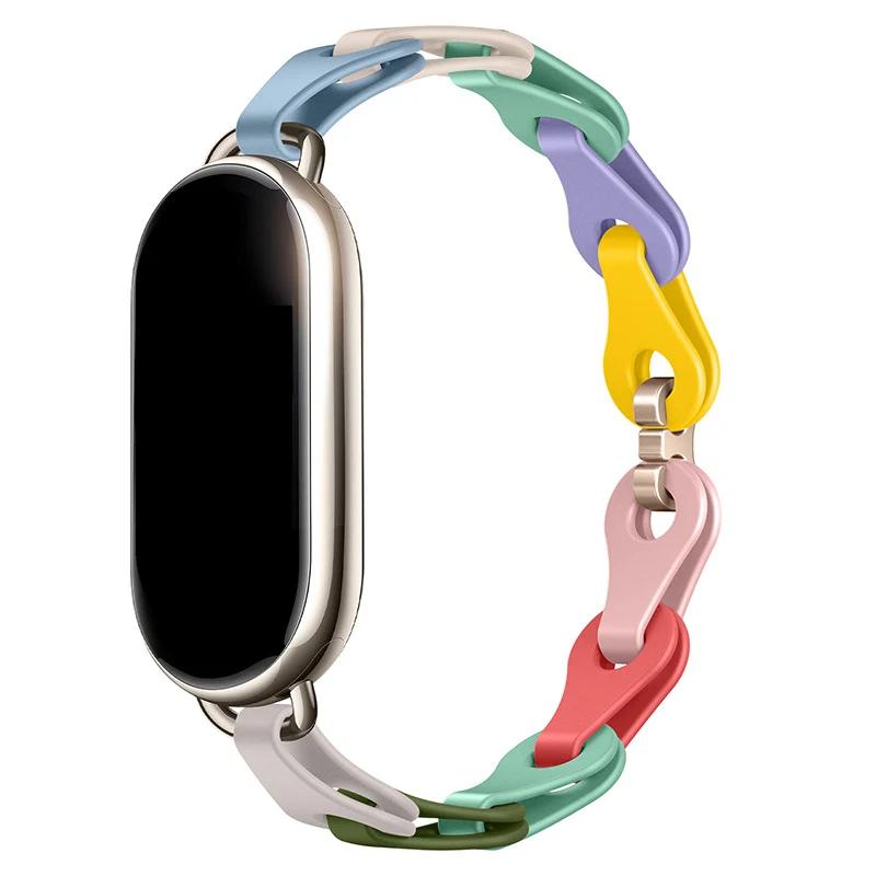 

Rubber Strap for Xiaomi Mi Band 8 Stainless Steel Buckle Bracelet for Miband 8 NFC Fashion Lady Style Replacement Silicone Band For band 8 9