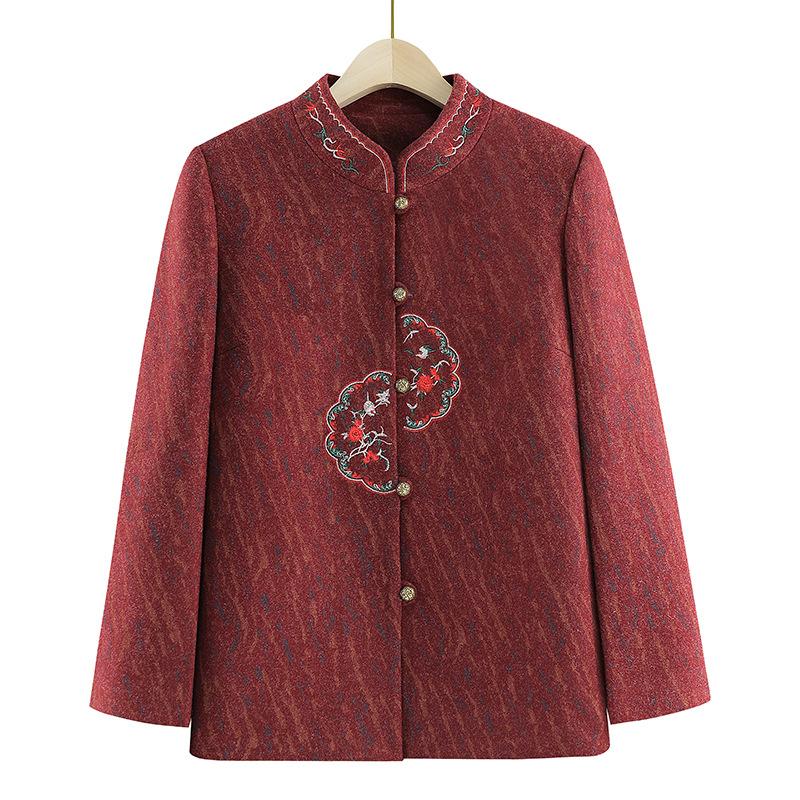 

Autumn and winter coat women s autumn woolen top woolen clothes old lady 5XL (recommended 145-77.5kg) красный