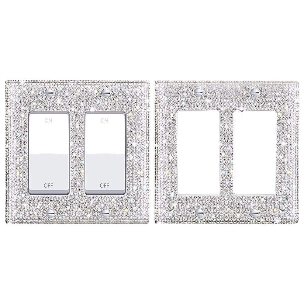 Switch Panel Sticker Rhinestones Socket Frame Wall Plate Cover Bling Plug Outlet Glitter Crystal Home Decoration Living Room