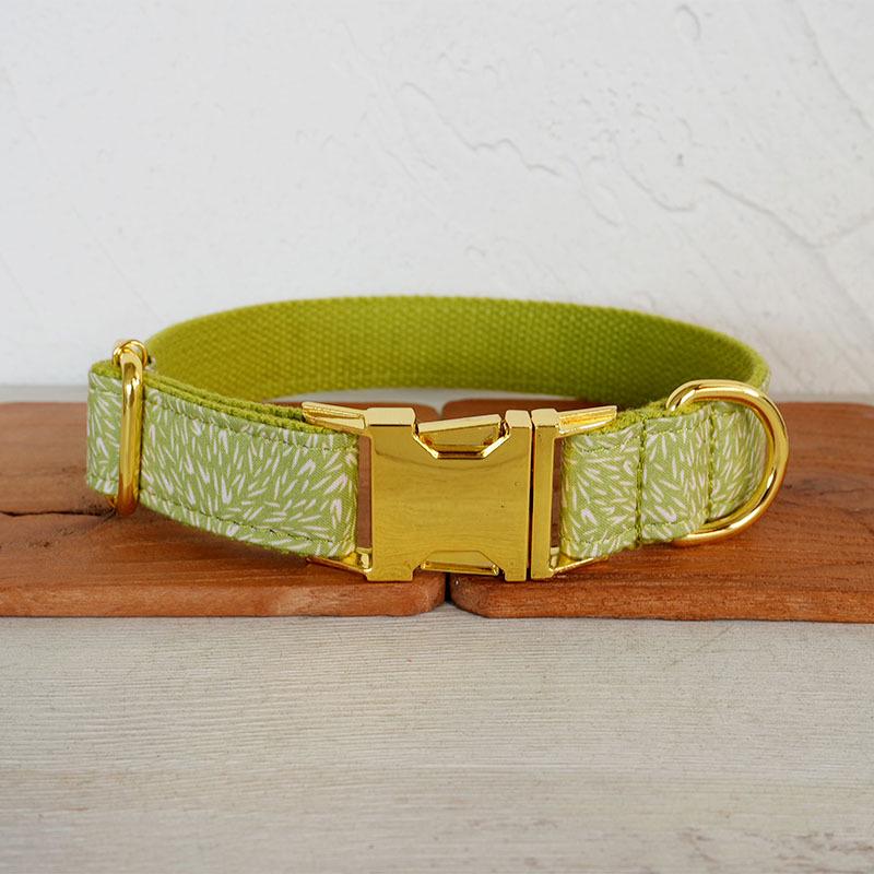 MUTTCO Green Grass Dog Collar & Leash Set with Golden Buckle - UDC-179B Extra Small