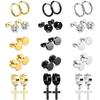 Korean Style Zirconium Titanium Steel Women's Hoops & Men's Stud Earrings - Fashion Set