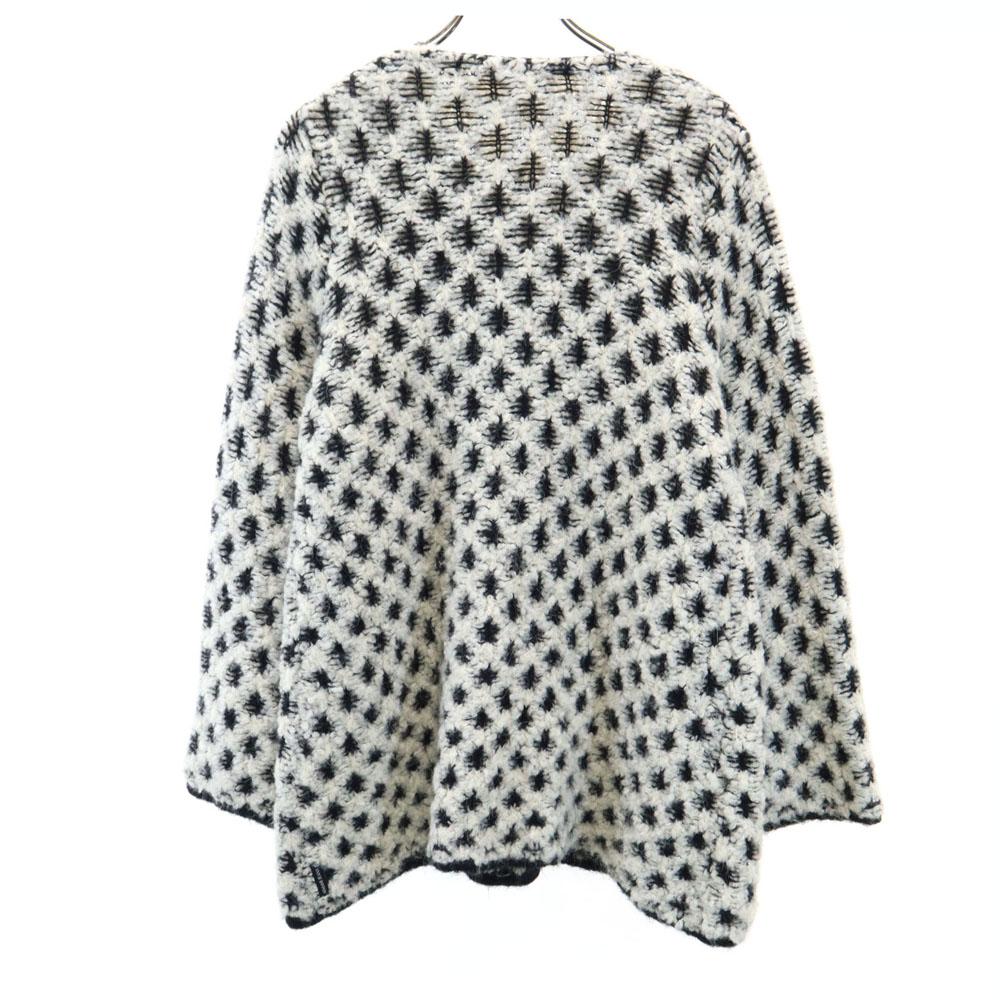 Armani Jeans Wool Blend Long Sleeve Knit Coat 40 White System Women Used