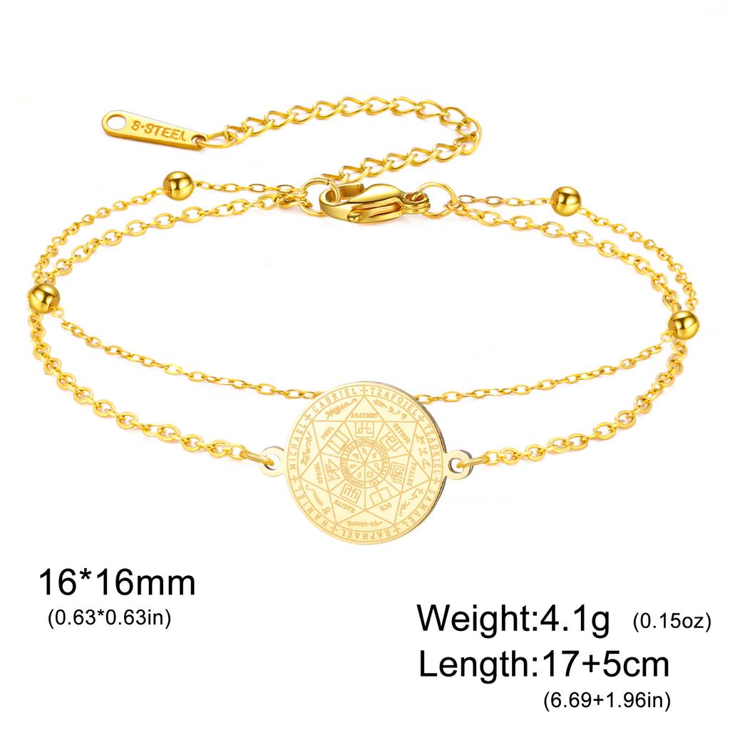 Teamer Seven Archangels Charm Bracelet Women Men Adjustable Stainless Steel Bracelets Amulet Seal of Solomon Jewelry Gift