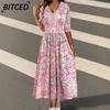Fashion Spring Autumn Long Sleeve V-Neck Casual Dresses