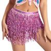 Sequins Belly Dance Waist Chain 4-Layer Tassel Hip Scarf Latin Dance Hula Short Skirt  Party