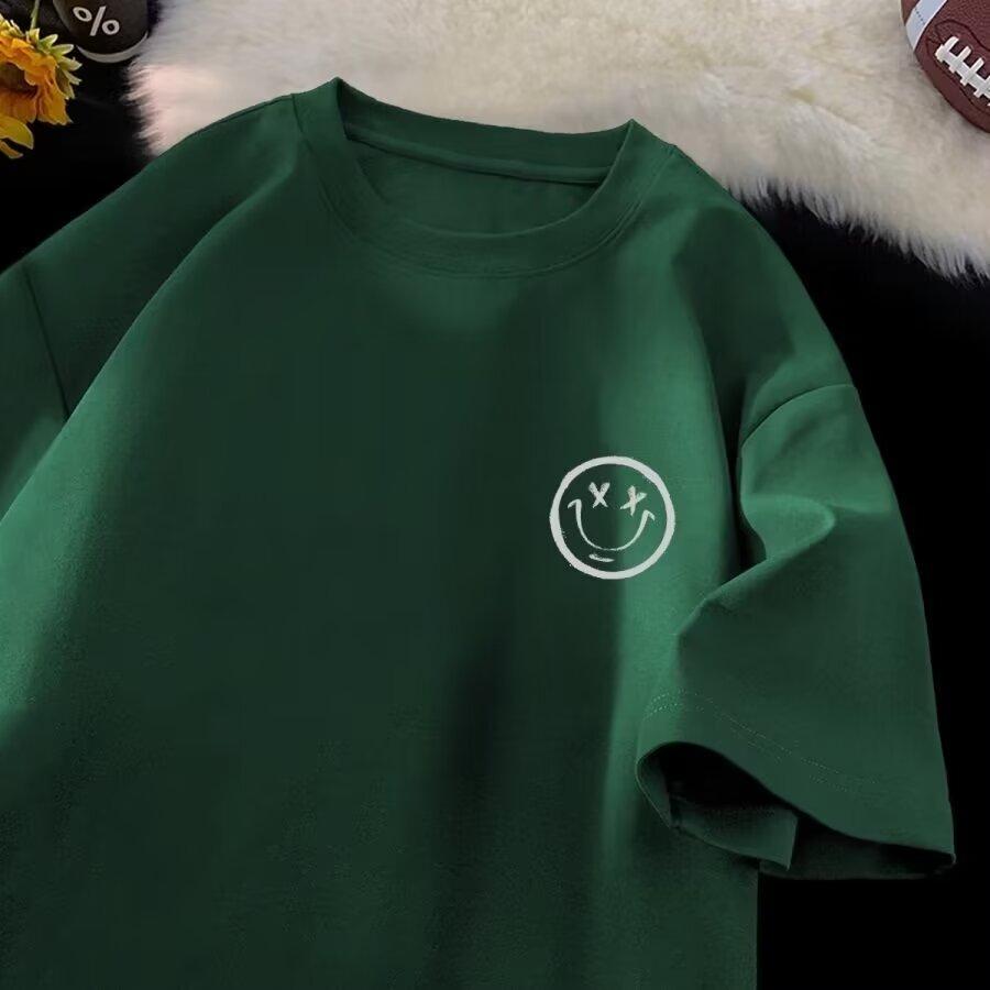 Tricou cu mâneci scurte imprimat cu litere la modă, cu gât rotund, pentru vară, în top casual