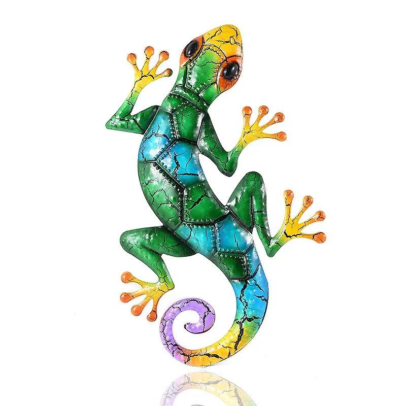 1 Pcs Matte Colored Cracked Gecko Pendant Creative Iron Animal Wall Hanging Home Metal Decoration