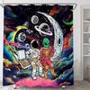 Interesting space shower curtain astronaut alien bathroom decoration shower curtain with 12 hooks 180x180cm