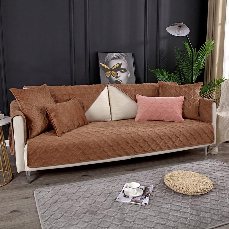 Four Seasons Universal Short Plush Sofa Cushion Thickened Non-Slip Cover Cloth Cushion All-Inclusive Sofa Universal Cover Anti-Scratching