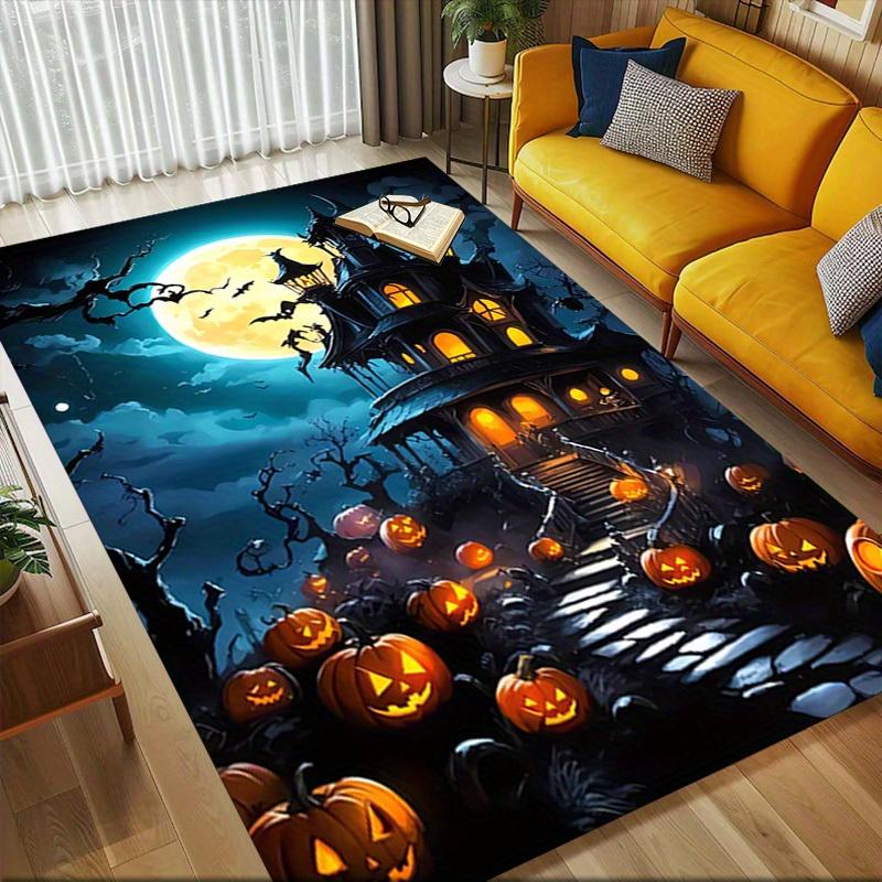 1pc Halloween HauntedHouse Themed Rug for Home Decor, Non-slip Office Carpet, Chair Mat, Outdoor Mat, Christmas and Halloween Gifts-0731082