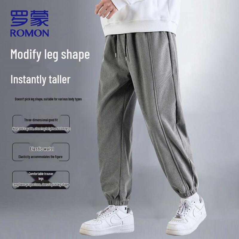 ROMON Men s Chenille Corduroy Casual Jogger Pants L