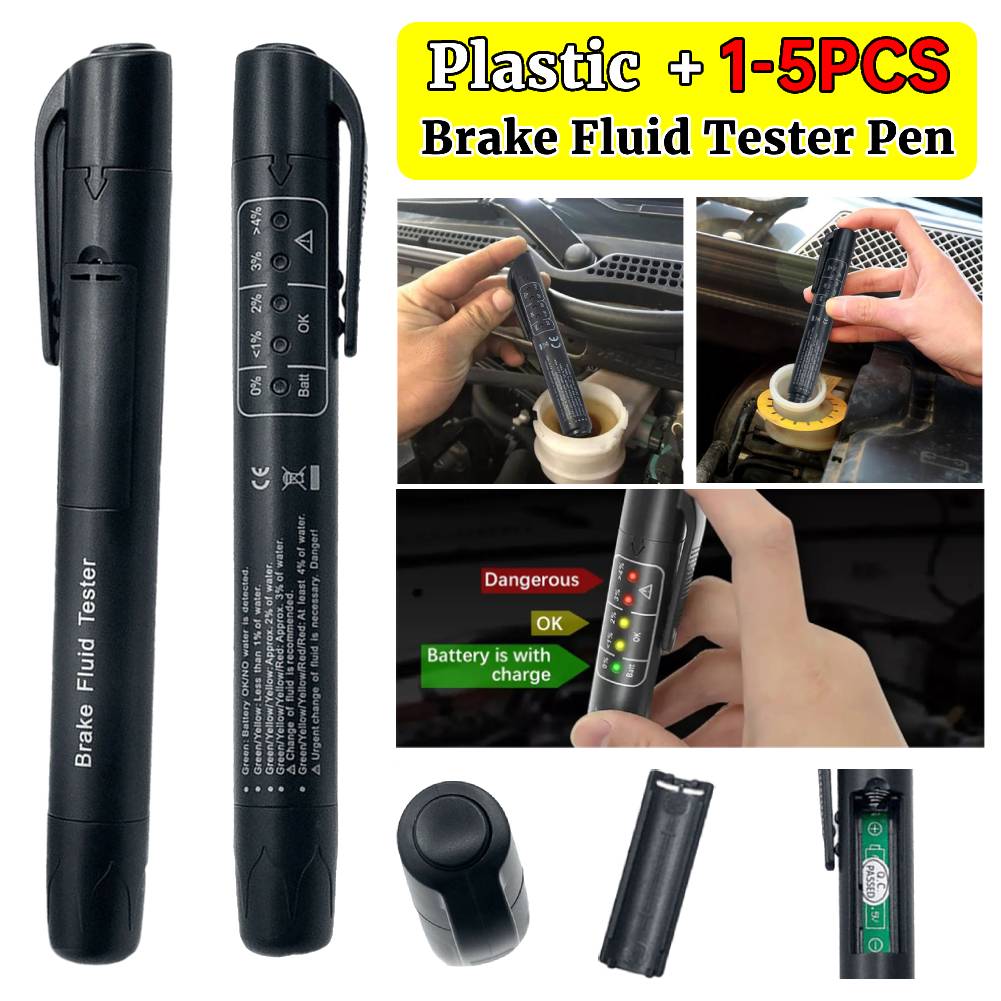Brake Fluid Liquid Tester Pen Battery Operated Auto Brake Diagnostic Testing Tool Portable with 5 LED Indicators Car Accessories