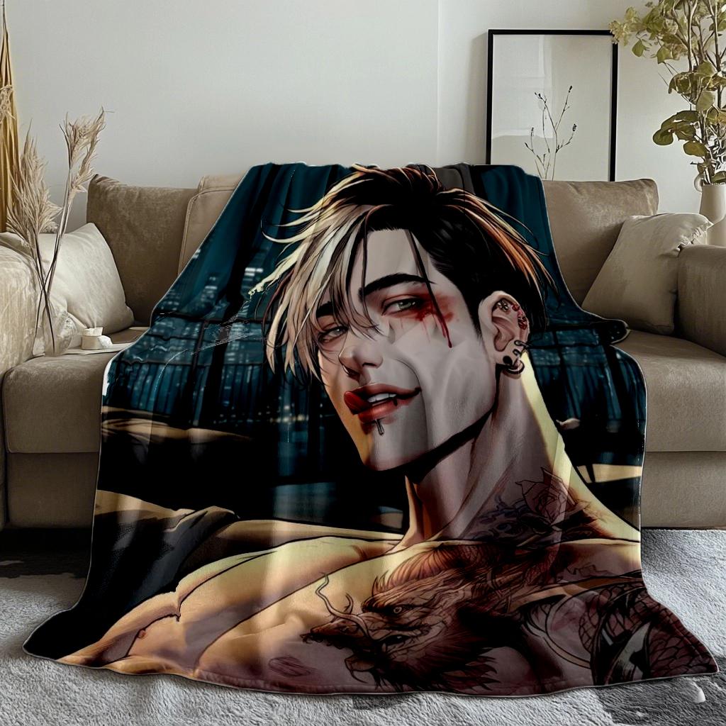 1Pcs Anime Villain Is Handsome Soft Thin Blanket Flannel Decoration Suitable for Sofas Bedrooms Air-conditioned Rooms Gifts