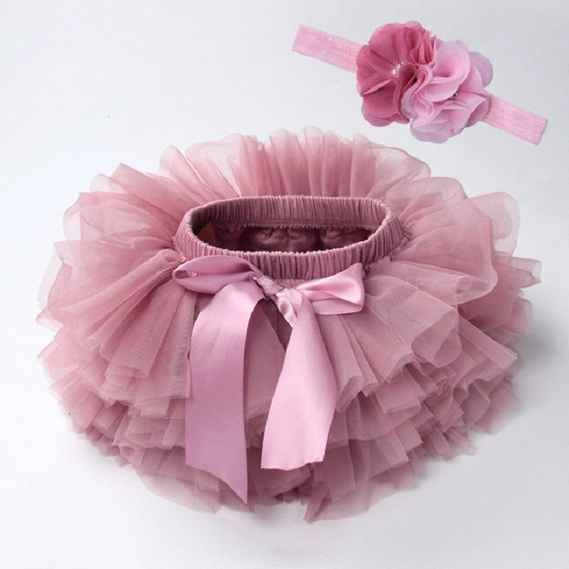 Conjunto de Shorts/Saias para Cobertura de Fraldas para Bebê Menina + Faixa de Cabeça para Bebês Recém-Nascidos Crianças Saia Tutu Fofa de Tule com Renda para Meninas